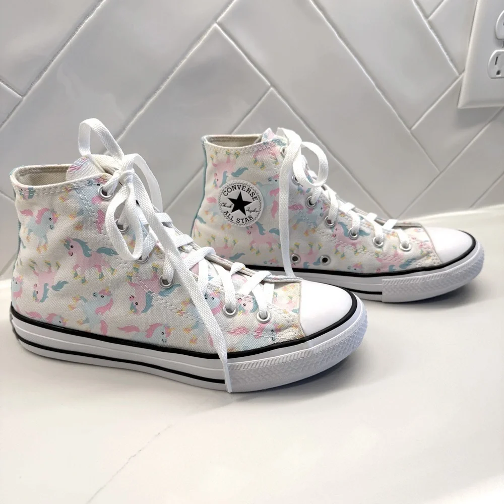 Converse Chuck Taylor All Star Girls Junior 5 Unicorn High Top Shoes Sneakers
